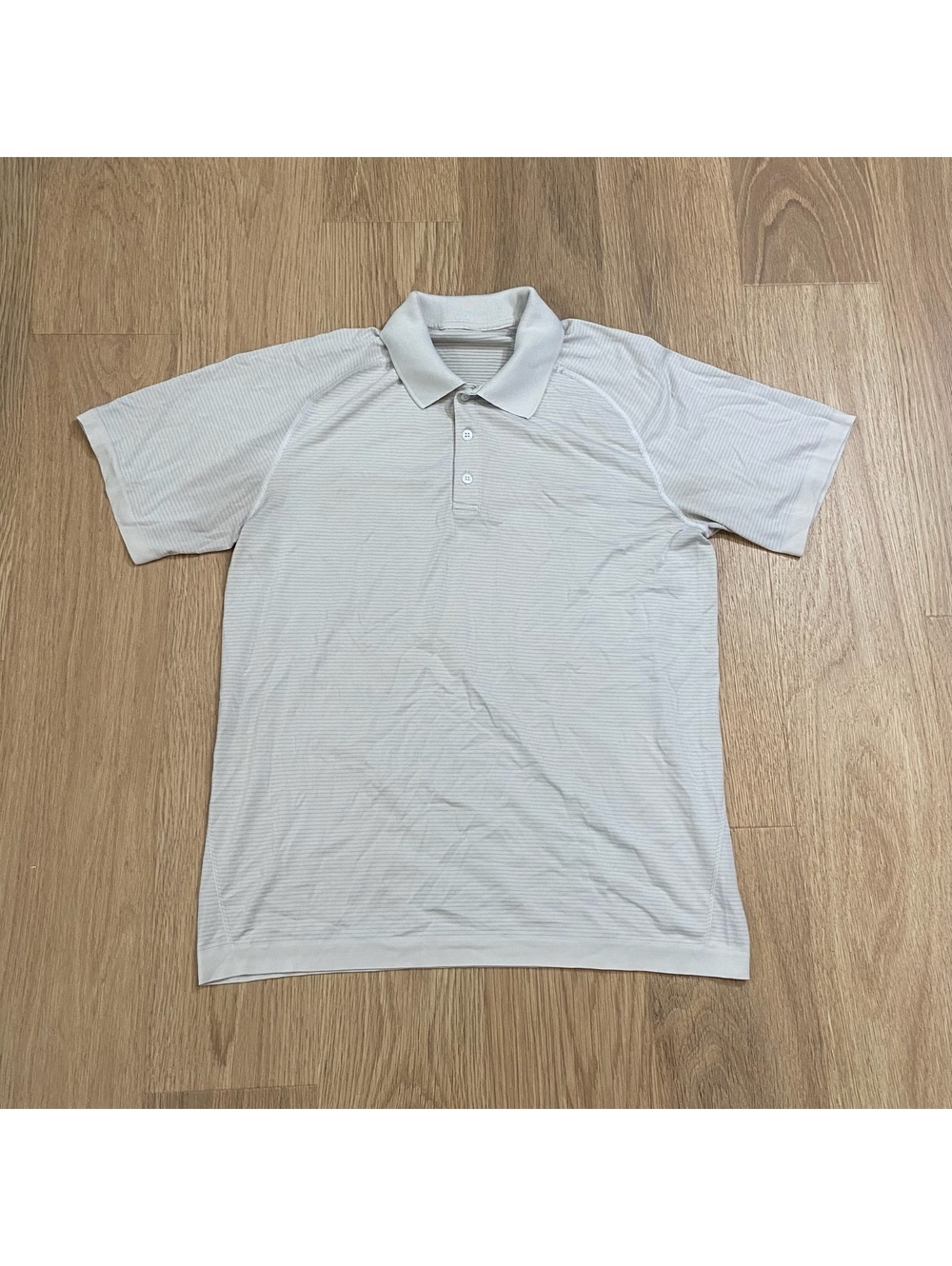 *STAINED* Lululemon Men's Light Gray Polo Shirt Short Sleeve Athletic Casual